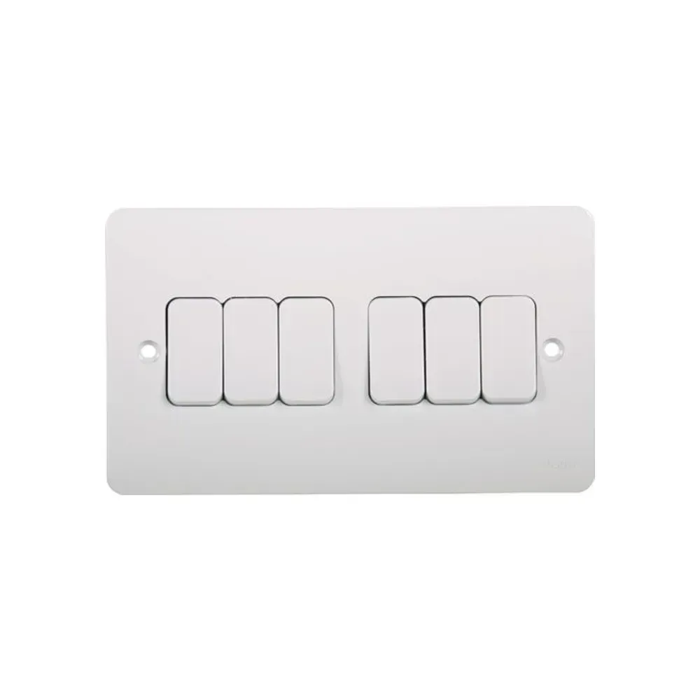 Modern 6 gang wall switch by Hager
