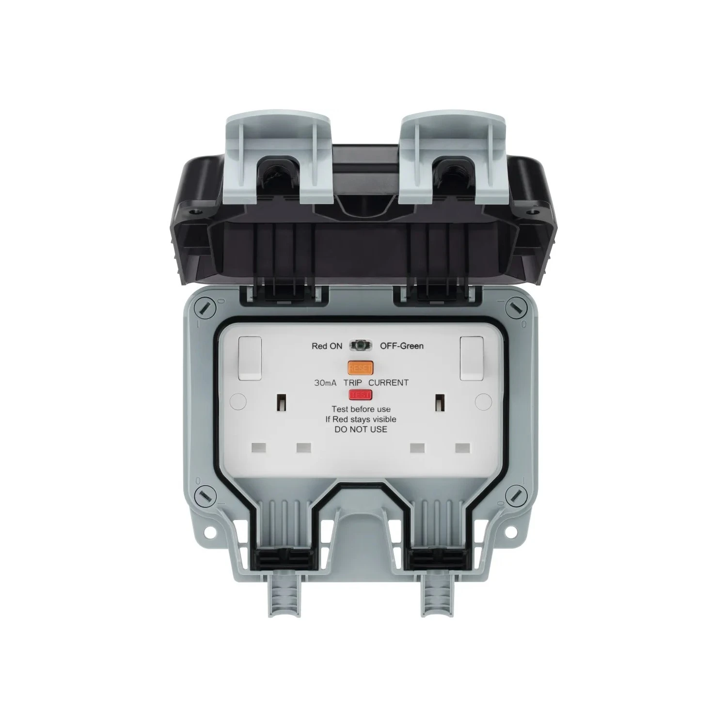 BG Nexus Storm WP22ARCD weatherproof 2 gang switched socket with Type A RCD IP66