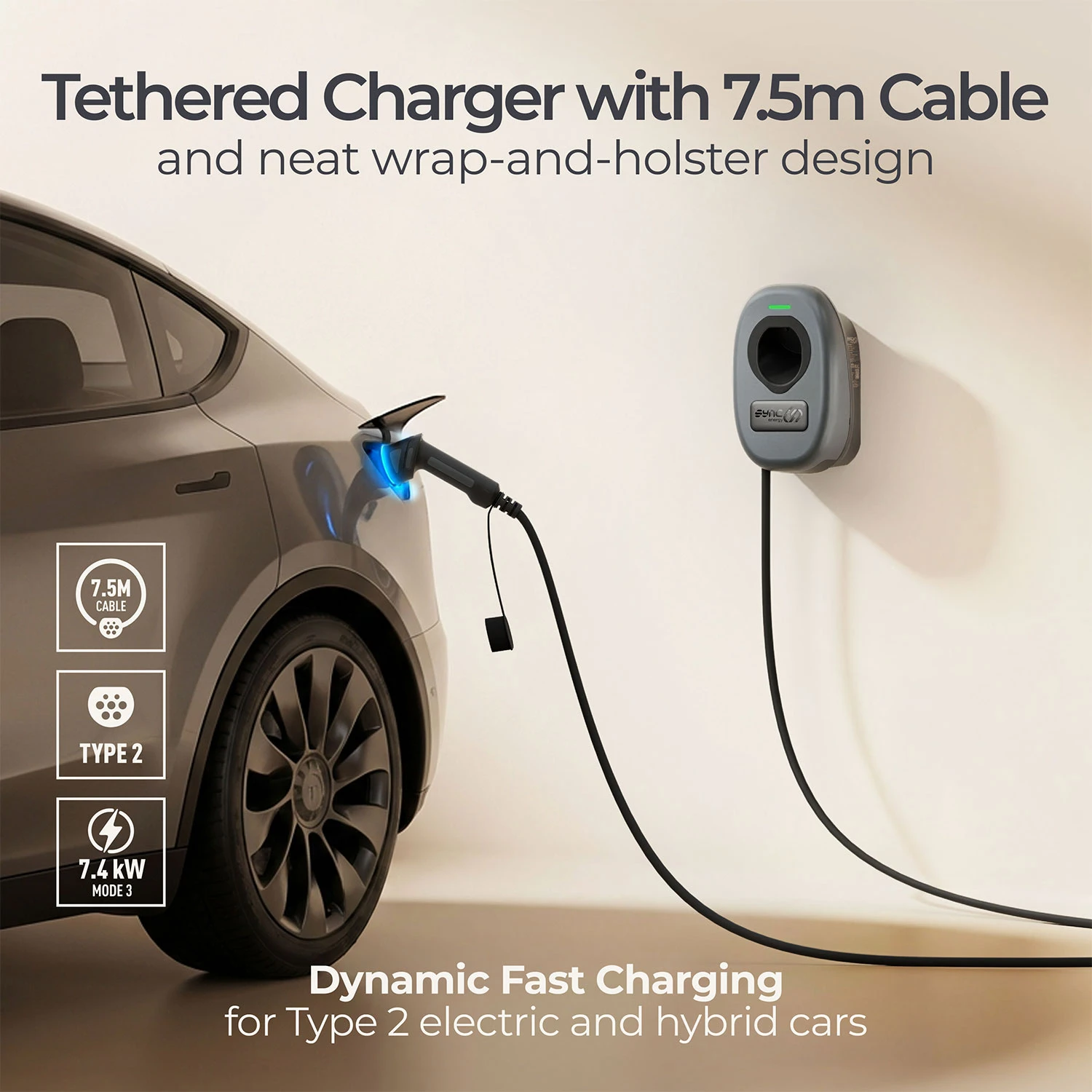BG SyncEV 7.4kW Tethered EV Charger WiFi