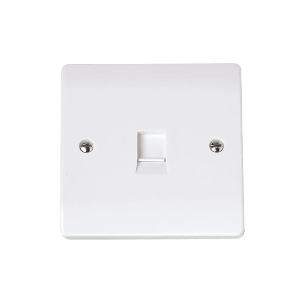 Click Curva RJ11 phone outlet polar white professional telecommunications socket