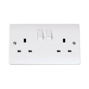 Click Curva 2 gang switched socket polar white professional double socket