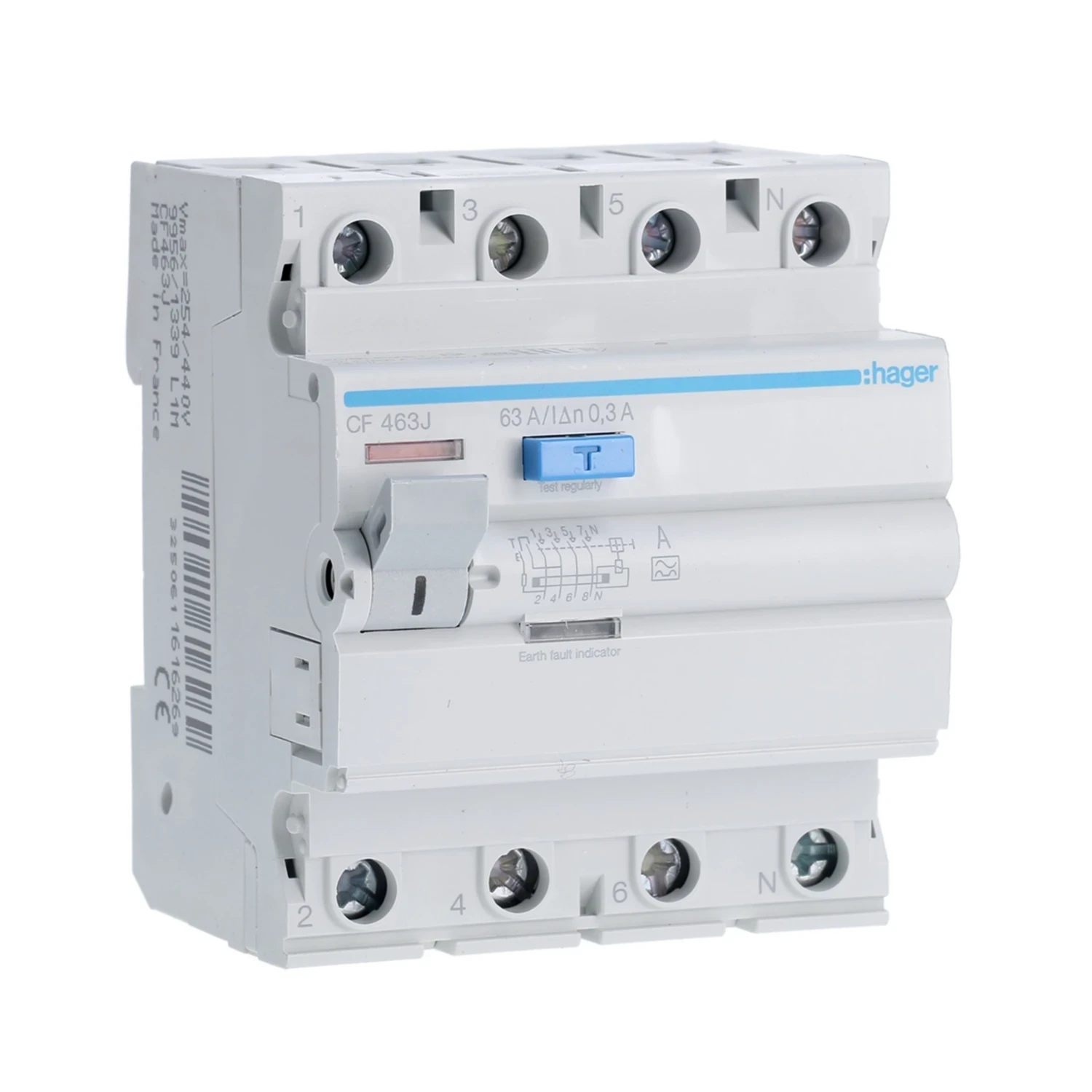 Hager RCCB 4P 63A 300mA Type A 6kA CF463J