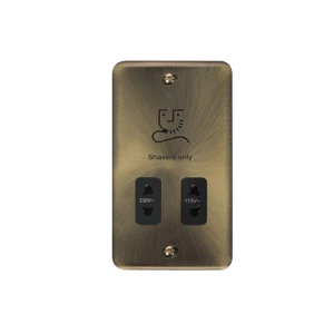 Click DecoPlus Dual Voltage Shaver Socket 115V/230V Antique Brass