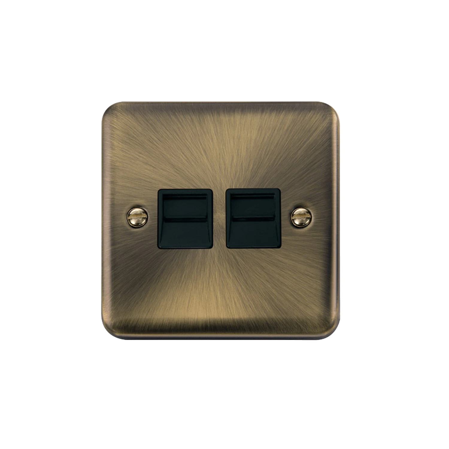 Click Deco Plus Twin Telephone Socket Secondary Antique Brass