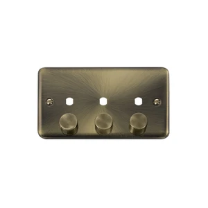 Click Deco Plus 2G Dimmer Plate & Knobs 3 Apertures 1200W Max Antique Brass