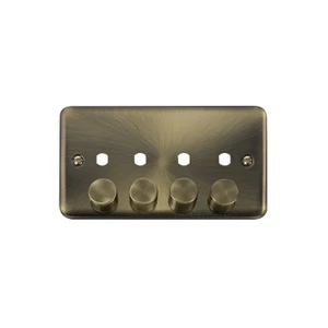 Click Deco Plus 2G Dimmer Plate & Knobs 4 Apertures 1600W Max Antique Brass