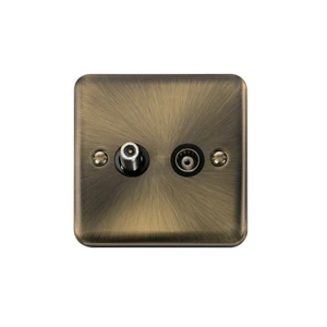 Click Deco Plus Isolated Satellite & Coaxial Outlet Antique Brass