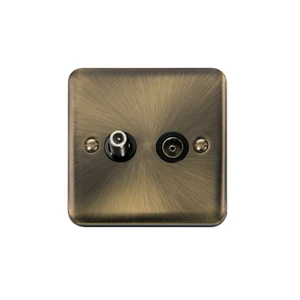 Click Deco Plus Non-Isolated Satellite & Coaxial Outlet Antique Brass