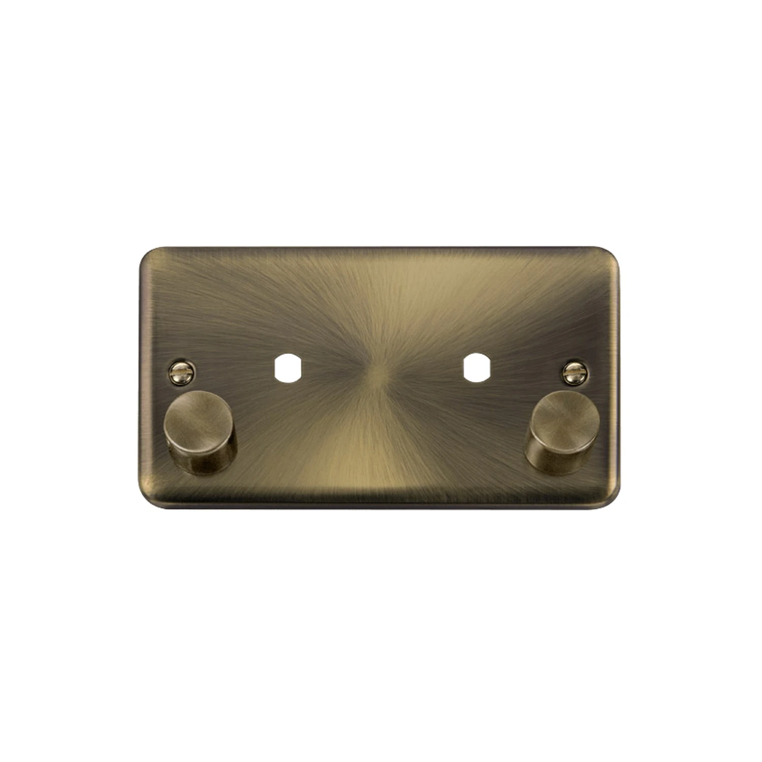 Click Deco Plus 2G Dimmer Plate & Knobs 2 Apertures 1630W Antique Brass