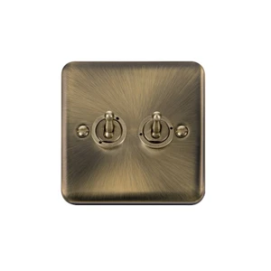 Click Deco Plus 2G Toggle Plate Switch 10AX 2W Antique Brass