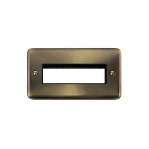 Click Deco Plus 2G MiniGrid Plate 6 In-Line Apertures Antique Brass
