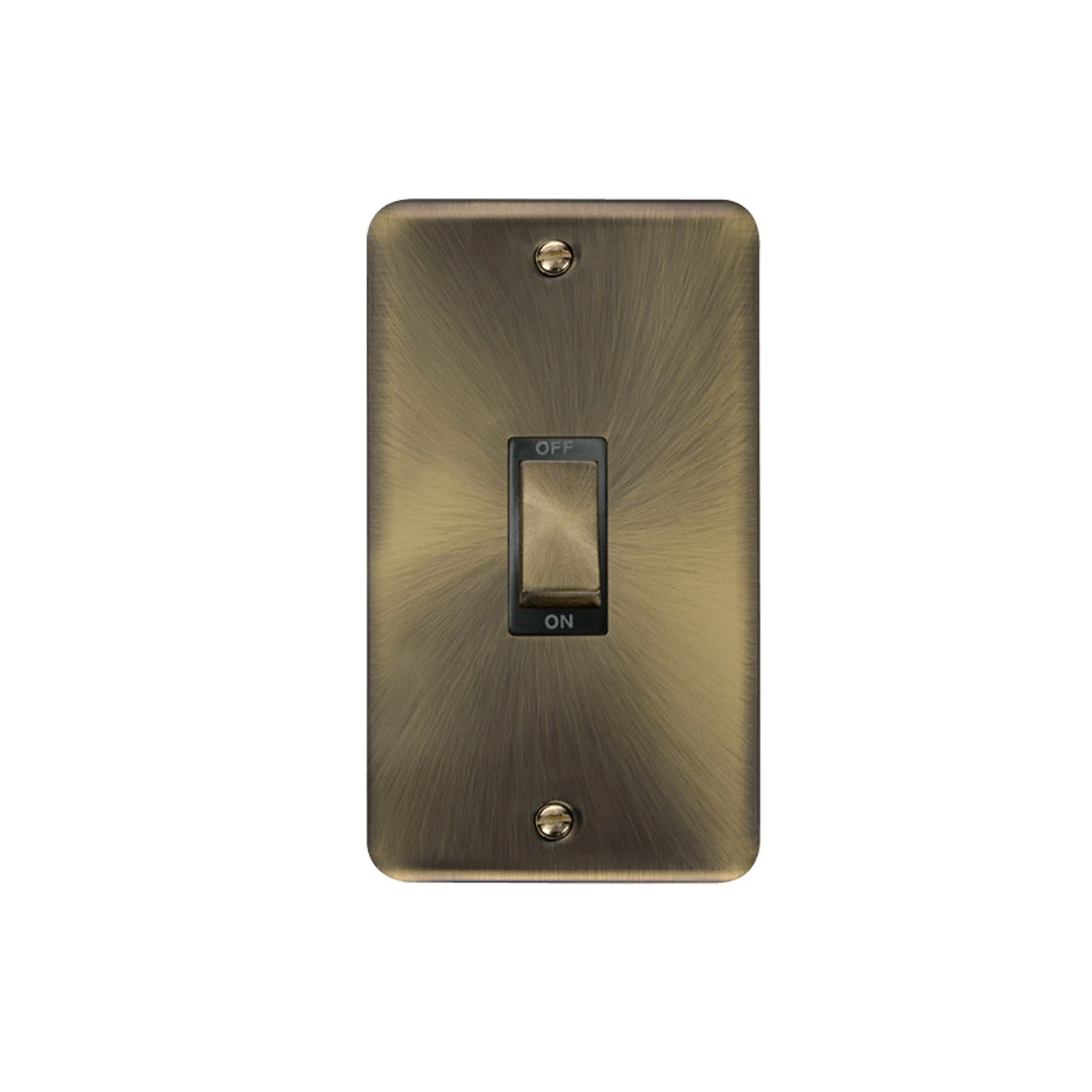 Click Deco Plus 50A DP Switch 2 Gang Vertical Antique Brass