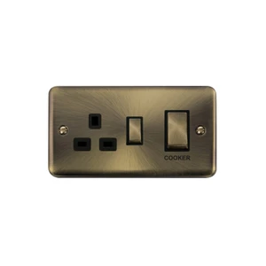Click Deco Plus 50A Cooker Switch with 13A Socket Antique Brass