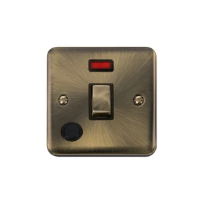 Click Deco Plus 20A DP Switch Flex Outlet Neon Antique Brass