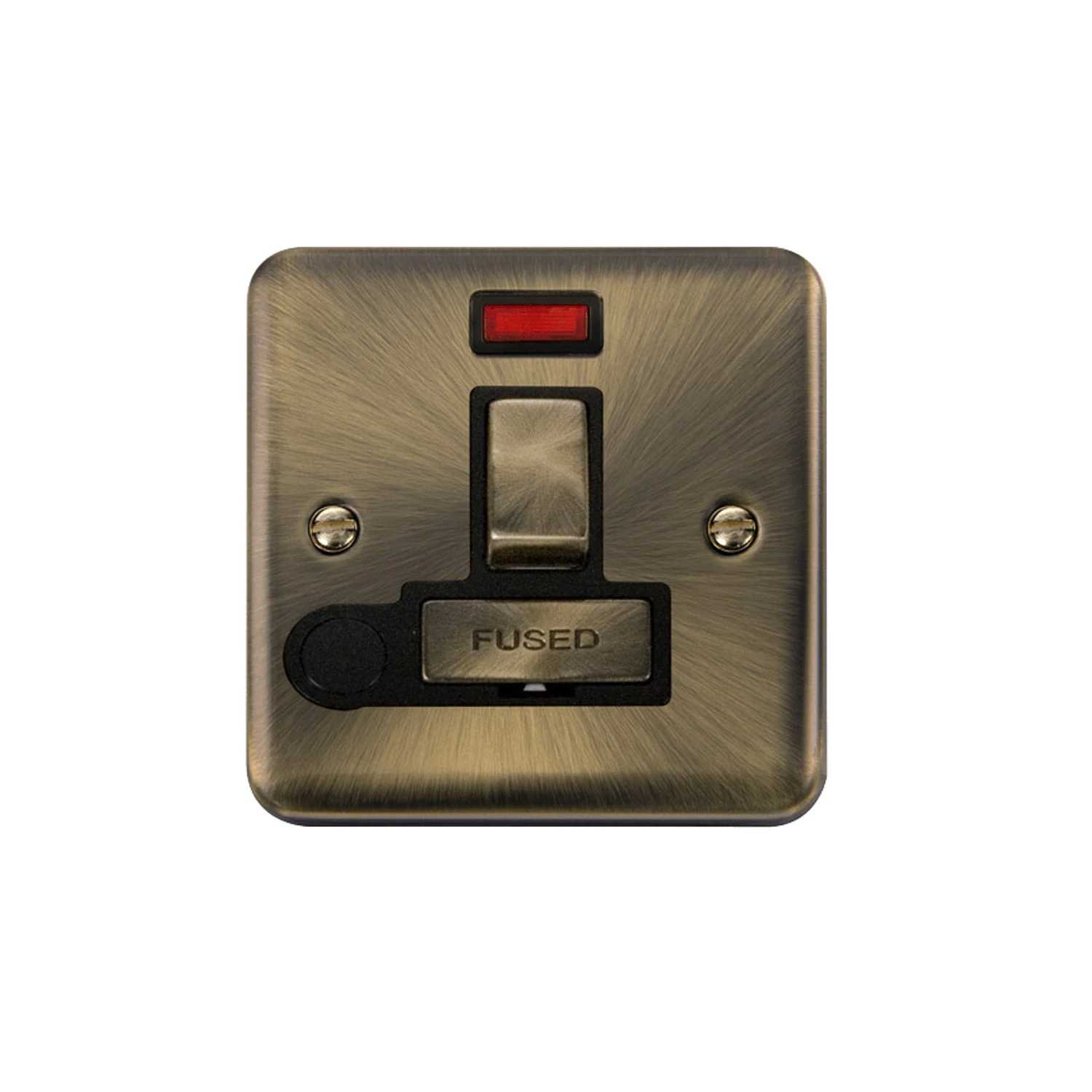 Click Deco Plus Switched Fused Spur 13A Neon DP Flex Outlet Antique Brass
