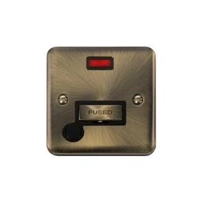 Click Deco Plus Unswitched Fused Spur 13A Neon Flex Outlet Antique Brass
