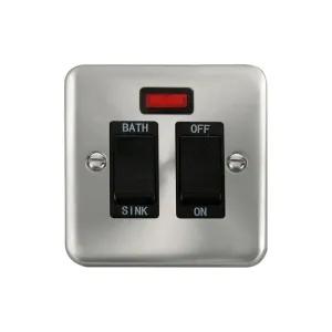 Click DECO+ 20A double pole sink bath switch satin chrome finish