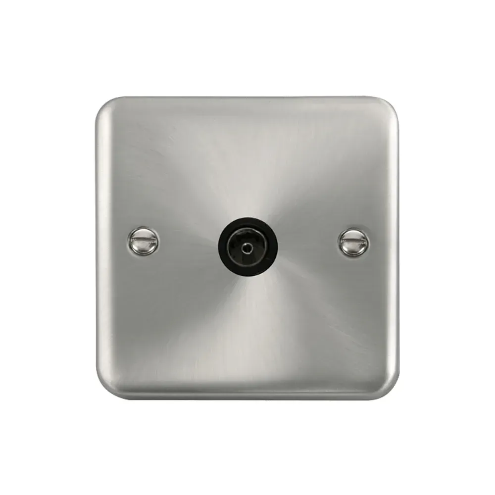 Click satin chrome coaxial outlet DPSC065BK front view