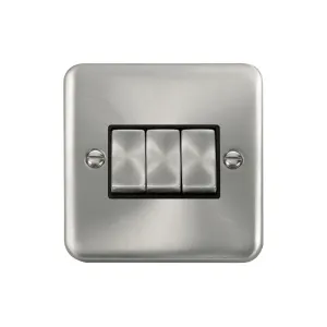 Click DPSC413BK 3 gang 2 way switch satin chrome finish