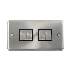 Click DPSC414BK 4 gang 2 way switch satin chrome finish