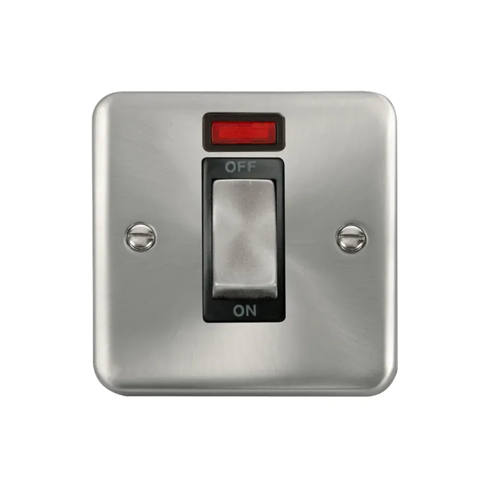 Click Ingot 50A double pole switch satin chrome finish