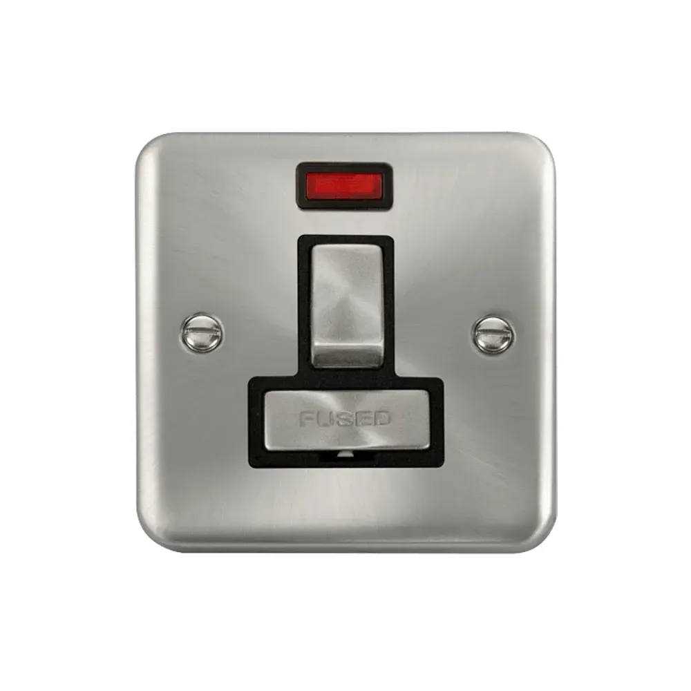 Click Ingot satin chrome 13A fused connection unit with neon indicator