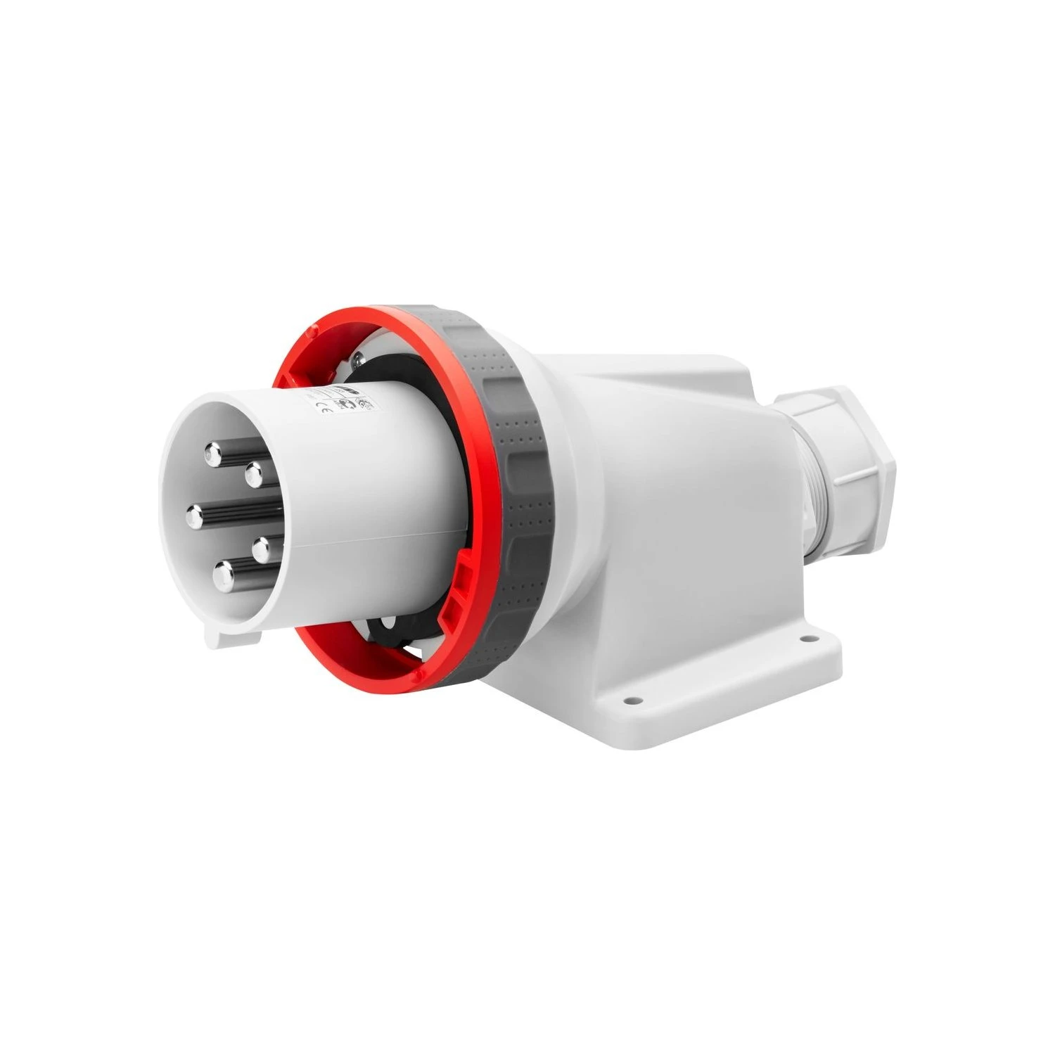 Gewiss GW60461 90° angled surface appliance inlet 125A 3P+N+E 380-415V red IP67