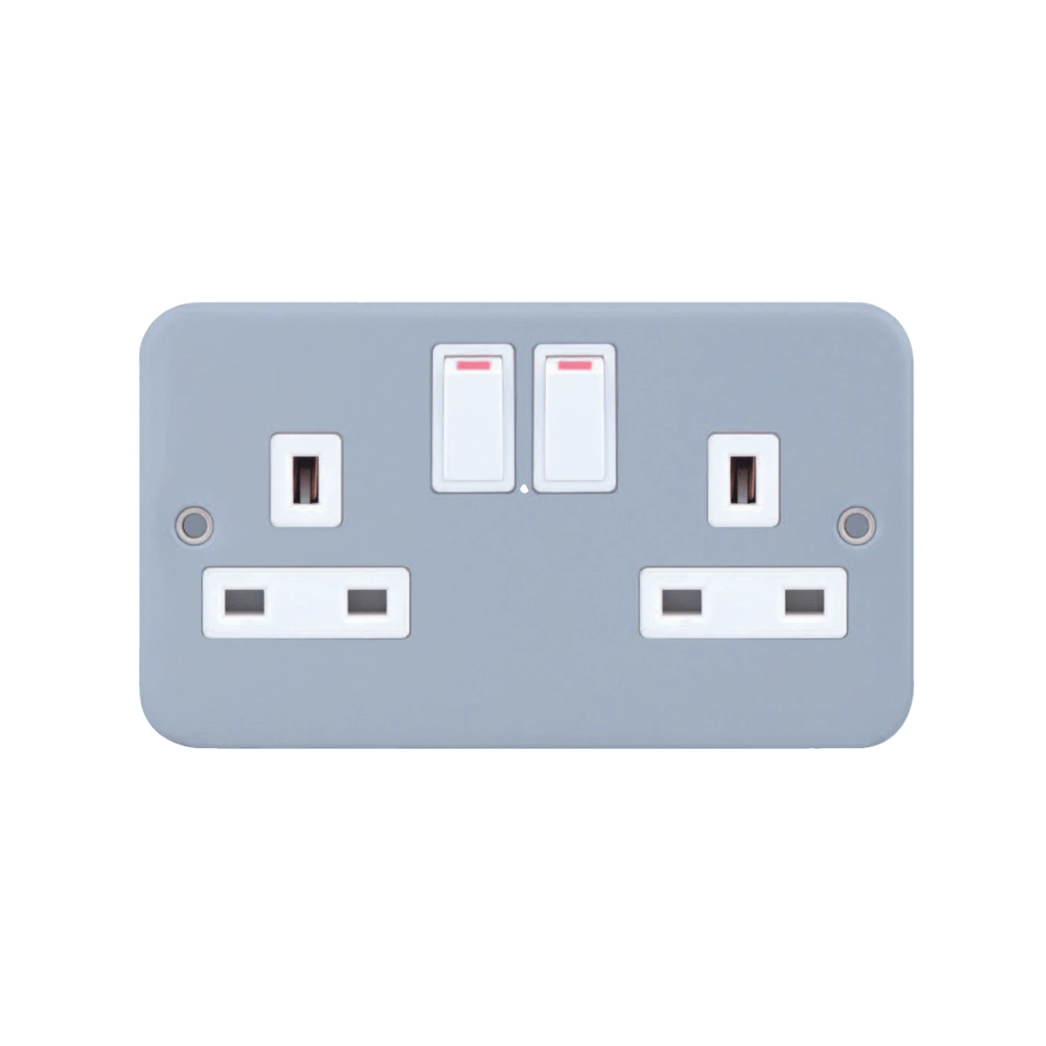 Selectric 2G 13A DP Switched Socket Metal Clad Grey White Insert LG9096MB