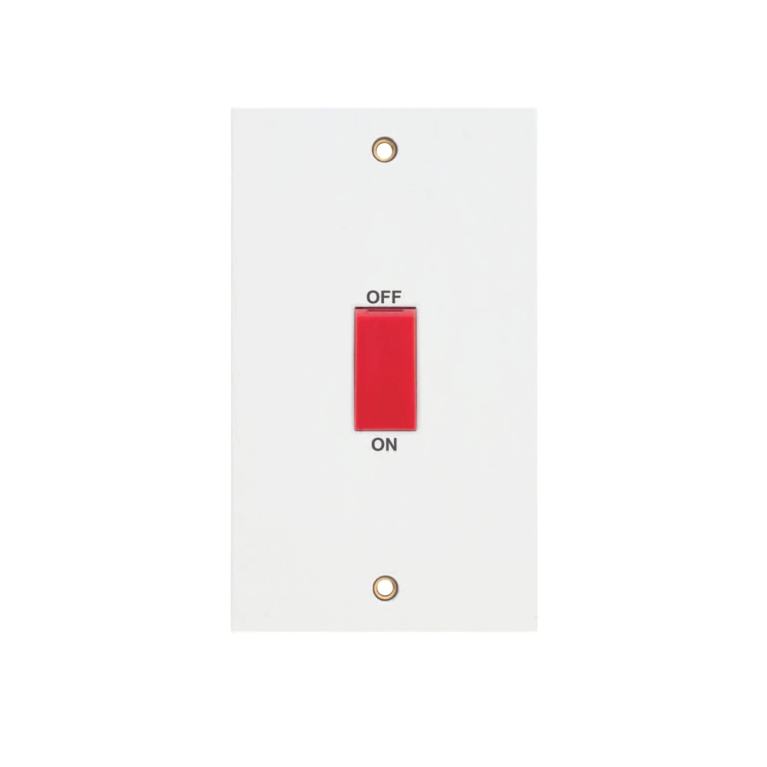 Selectric 2G Plate Switch 45A DP Red Rocker White