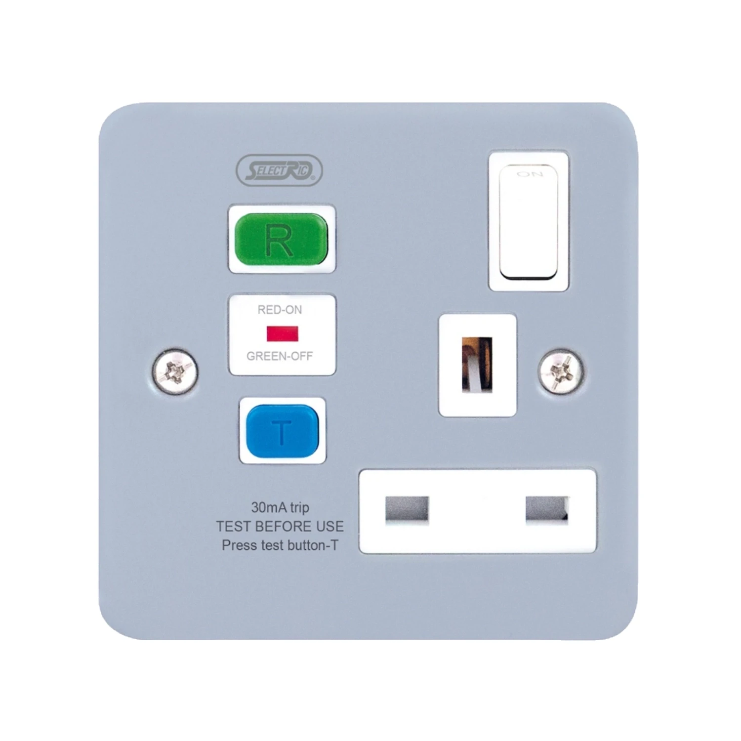 Selectric 1G 13A DP Switched Socket with RCD 30mA Type A Metalclad LGRCD-4