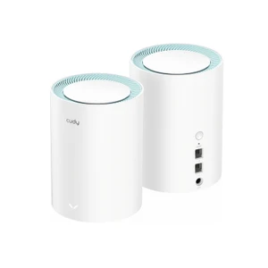 Cudy M1300 mesh units front and rear with Gigabit ports