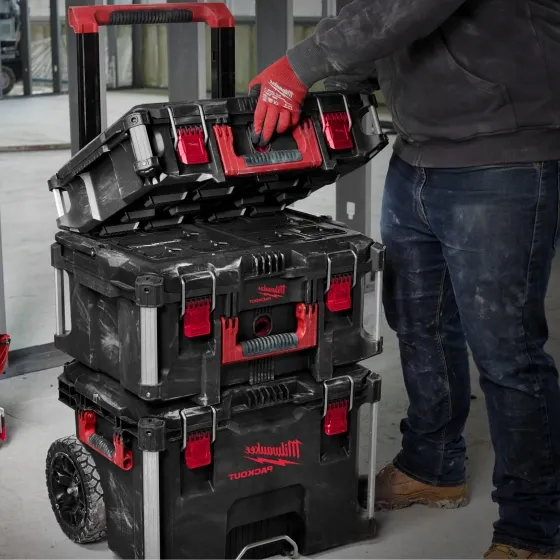 Milwaukee toolboxes stacked