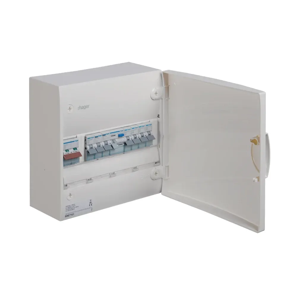 Hager Gamma Series, SBE7101, 1 row, 13Module, 80A Isolator, 63A RCD, 20A-32AMCB, 6A RCBO