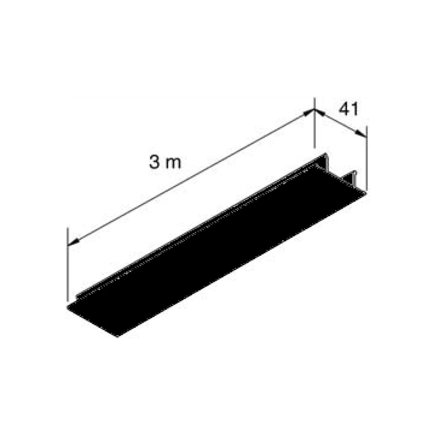 Unistrut black PVC channel cover strip 41mm x 3m drawing